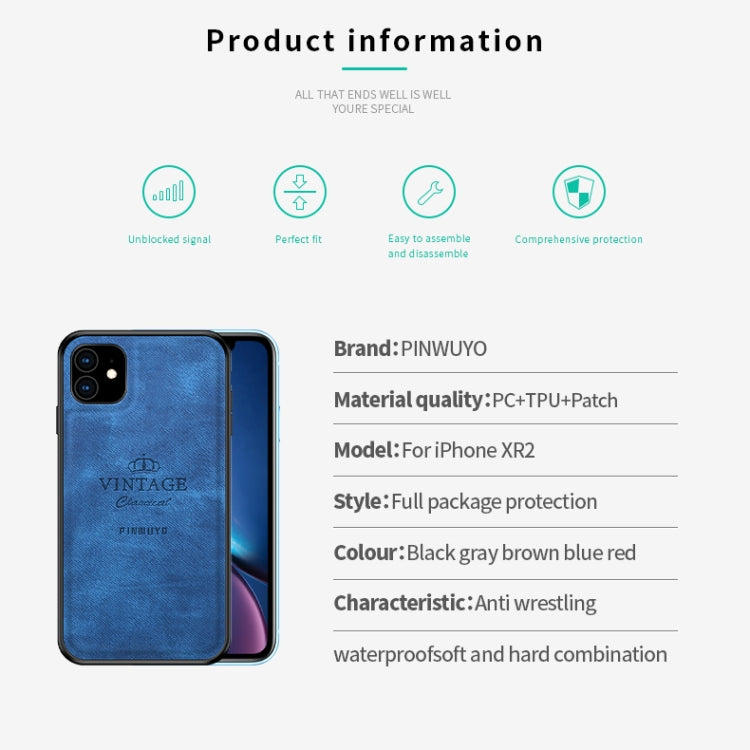 For iPhone 11 PINWUYO Shockproof Waterproof Full Coverage PC + TPU + Skin Protective Case (Blue) - iPhone 11 Cases by PINWUYO | Online Shopping UK | buy2fix