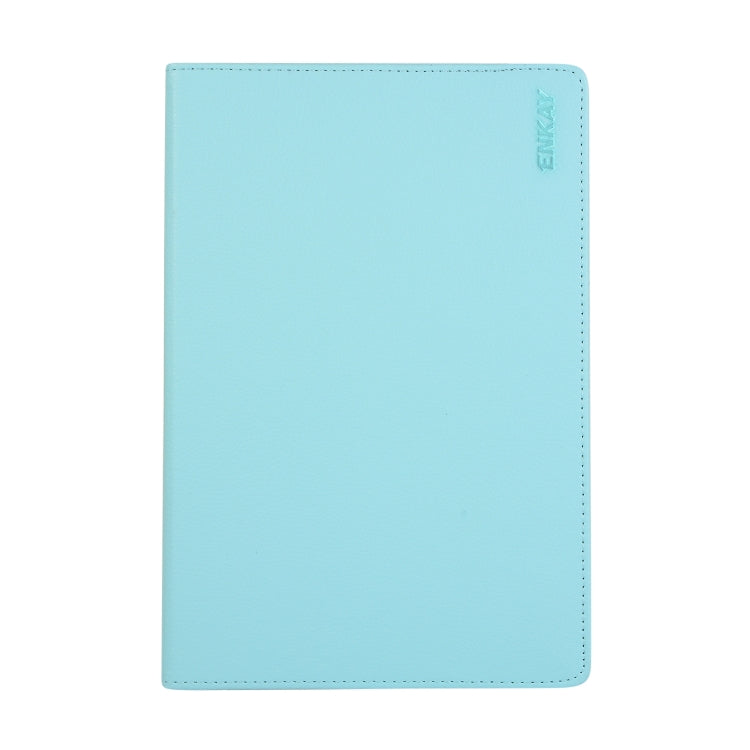 ENKAY 360 Degree Rotation Lichi Texture Leather Case with Holder for Samsung Galaxy Tab S6 10.5 T860 / T865(Light Blue) by ENKAY