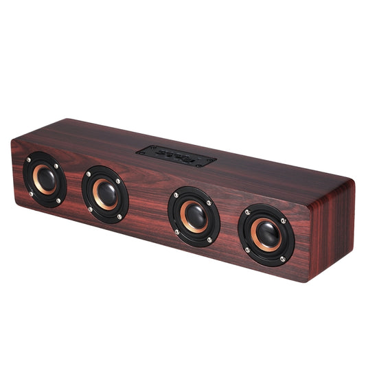 W8 Bluetooth 4.2 Speaker Four Louderspeakers Super Bass Subwoofer with Mic 3.5mm Support TF Card(Red Wood) - Desktop Speaker by buy2fix | Online Shopping UK | buy2fix