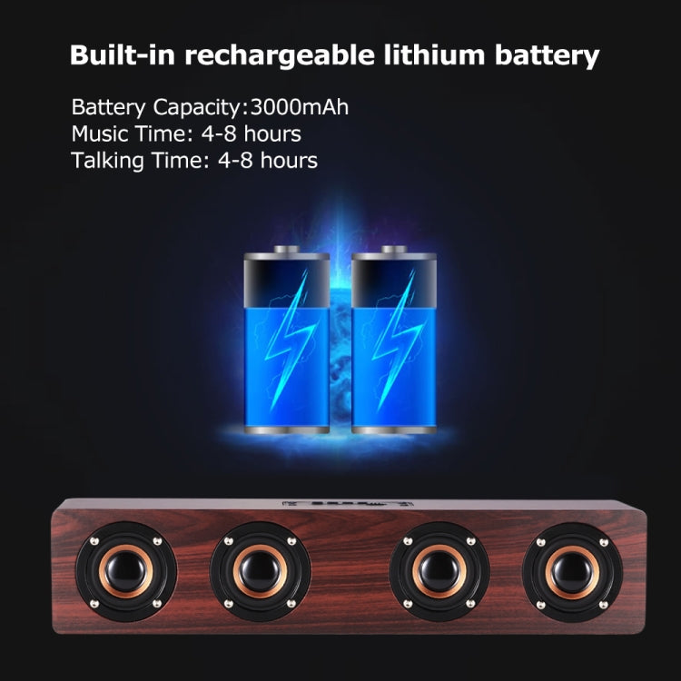 W8 Bluetooth 4.2 Speaker Four Louderspeakers Super Bass Subwoofer with Mic 3.5mm Support TF Card(Bin Wood) - Desktop Speaker by buy2fix | Online Shopping UK | buy2fix