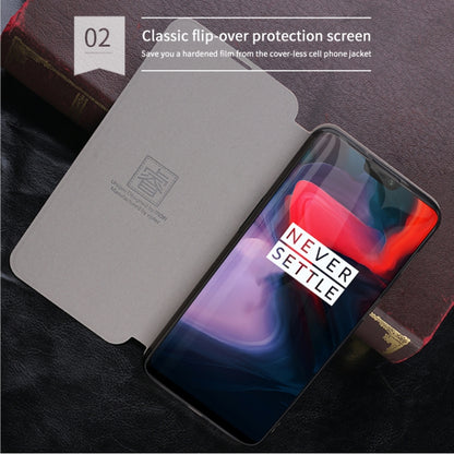 For Oneplus 6 MOFI Rui Series Classical Leather Flip Leather Case With Bracket Embedded Steel Plate All-inclusive(Blue) - OnePlus Cases by MOFI | Online Shopping UK | buy2fix