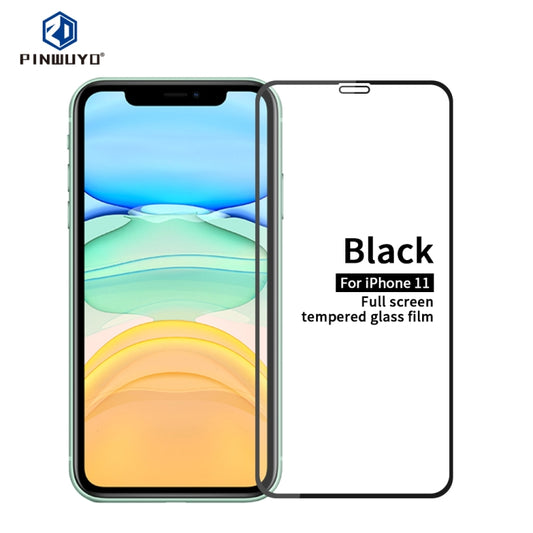 For iPhone 11 PINWUYO 9H 2.5D Full Screen Tempered Glass Film(Black) - iPhone 11 Tempered Glass by PINWUYO | Online Shopping UK | buy2fix