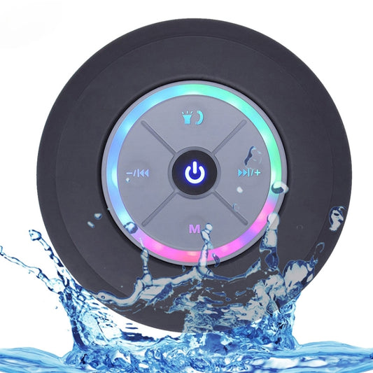 BTS-09 Wireless Bluetooth Speaker Waterproof Led FM Radio Subwoofer Bluetooth Column TF Card Suction Cup Mini Shower Speaker(Black) - Waterproof Speaker by buy2fix | Online Shopping UK | buy2fix
