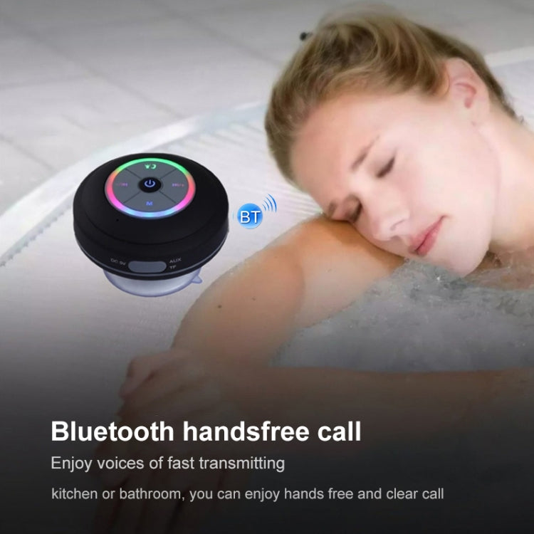 BTS-09 Wireless Bluetooth Speaker Waterproof Led FM Radio Subwoofer Bluetooth Column TF Card Suction Cup Mini Shower Speaker(Black) - Waterproof Speaker by buy2fix | Online Shopping UK | buy2fix