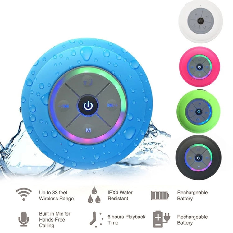 BTS-09 Wireless Bluetooth Speaker Waterproof Led FM Radio Subwoofer Bluetooth Column TF Card Suction Cup Mini Shower Speaker(Black) - Waterproof Speaker by buy2fix | Online Shopping UK | buy2fix