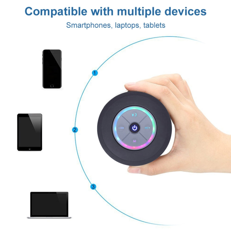 BTS-09 Wireless Bluetooth Speaker Waterproof Led FM Radio Subwoofer Bluetooth Column TF Card Suction Cup Mini Shower Speaker(Black) - Waterproof Speaker by buy2fix | Online Shopping UK | buy2fix