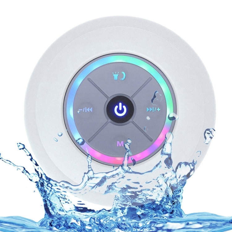BTS-09 Wireless Bluetooth Speaker Waterproof Led FM Radio Subwoofer Bluetooth Column TF Card Suction Cup Mini Shower Speaker(White) - Waterproof Speaker by buy2fix | Online Shopping UK | buy2fix