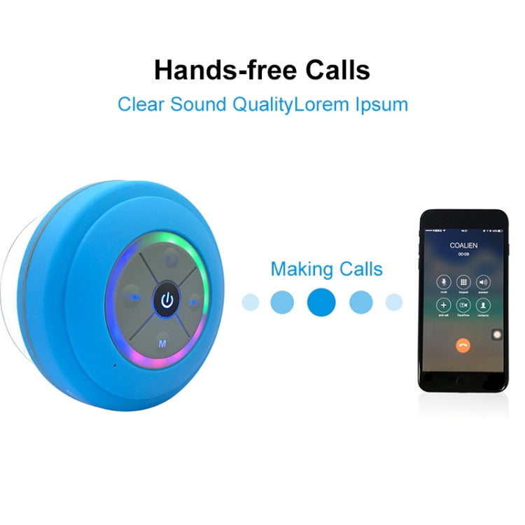 BTS-09 Wireless Bluetooth Speaker Waterproof Led FM Radio Subwoofer Bluetooth Column TF Card Suction Cup Mini Shower Speaker(White) - Waterproof Speaker by buy2fix | Online Shopping UK | buy2fix