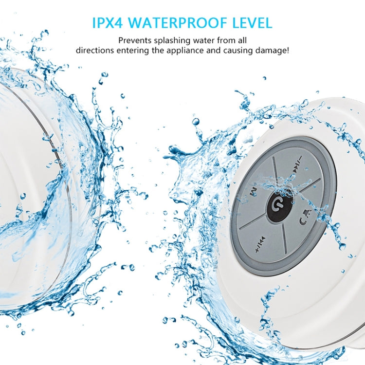 BTS-09 Wireless Bluetooth Speaker Waterproof Led FM Radio Subwoofer Bluetooth Column TF Card Suction Cup Mini Shower Speaker(White) - Waterproof Speaker by buy2fix | Online Shopping UK | buy2fix