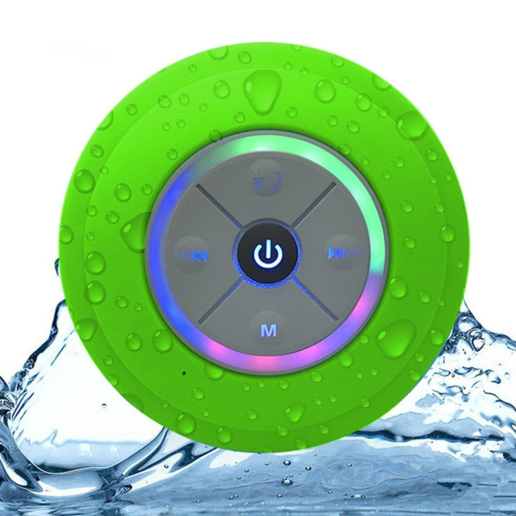 BTS-09 Wireless Bluetooth Speaker Waterproof Led FM Radio Subwoofer Bluetooth Column TF Card Suction Cup Mini Shower Speaker(Green) - Waterproof Speaker by buy2fix | Online Shopping UK | buy2fix