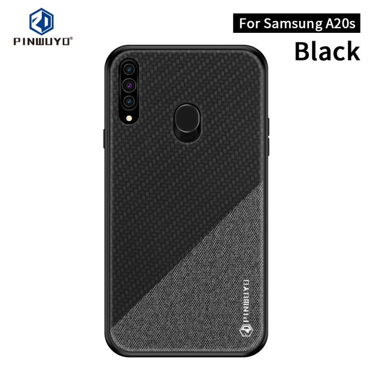 For Galaxy A20S PINWUYO Rong Series  Shockproof PC + TPU+ Chemical Fiber Cloth Protective Cover(Black) - Galaxy Phone Cases by PINWUYO | Online Shopping UK | buy2fix