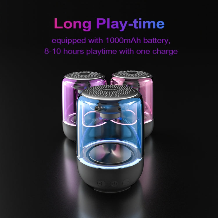 C7 Bluetooth 5.0 Speaker Transparent LED Luminous Subwoofer TWS 6D Surround HIFI Stereo Cool Audio(Black) - Desktop Speaker by buy2fix | Online Shopping UK | buy2fix