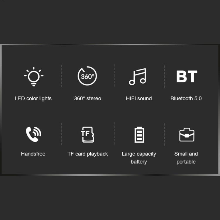 C7 Bluetooth 5.0 Speaker Transparent LED Luminous Subwoofer TWS 6D Surround HIFI Stereo Cool Audio(Black) - Desktop Speaker by buy2fix | Online Shopping UK | buy2fix