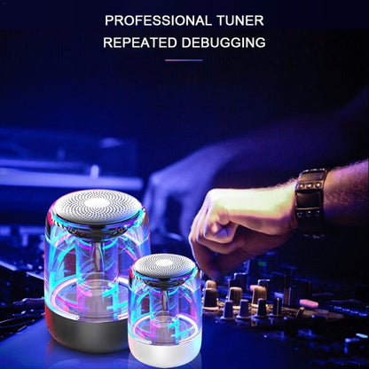 C7 Bluetooth 5.0 Speaker Transparent LED Luminous Subwoofer TWS 6D Surround HIFI Stereo Cool Audio(Black) - Desktop Speaker by buy2fix | Online Shopping UK | buy2fix