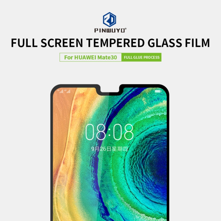 For Huawei Mate 30 PINWUYO 9H 2.5D Full Screen Tempered Glass Film(Black) - Huawei Tempered Glass by PINWUYO | Online Shopping UK | buy2fix