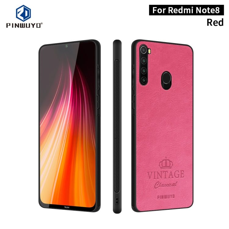 For Xiaomi RedMi Note 8 PINWUYO Pin Rui Series Classical Leather, PC + TPU + PU Leather Waterproof And Anti-fall All-inclusive Protective Shell(Red) - Xiaomi Cases by PINWUYO | Online Shopping UK | buy2fix