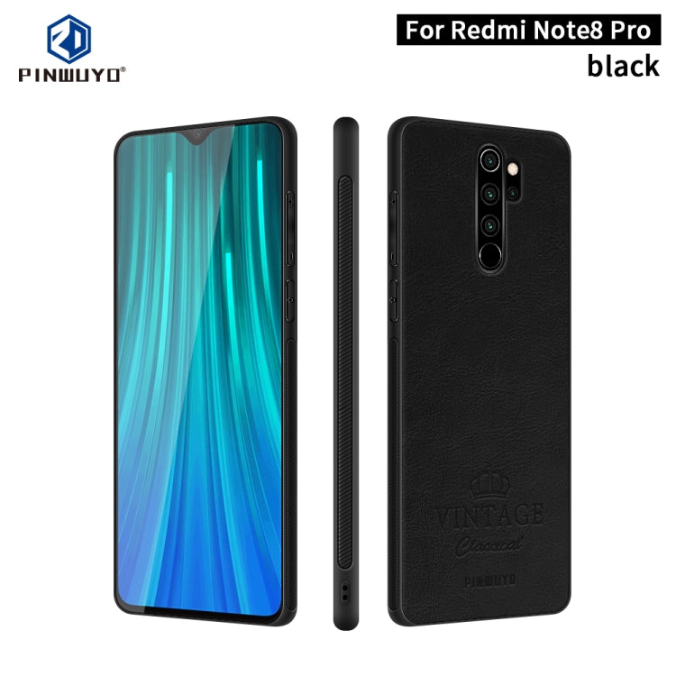 For Xiaomi RedMi Note 8 Pro PINWUYO Pin Rui Series Classical Leather, PC + TPU + PU Leather Waterproof And Anti-fall All-inclusive Protective Shell(Black) - Xiaomi Cases by PINWUYO | Online Shopping UK | buy2fix