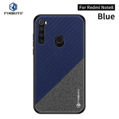 For Xiaomi RedMi Note 8 PINWUYO Rong Series  Shockproof PC + TPU+ Chemical Fiber Cloth Protective Cover(Blue) - Xiaomi Cases by buy2fix | Online Shopping UK | buy2fix