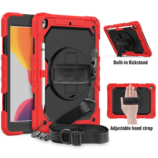 For iPad 10.2 Shockproof Colorful Silica Gel + PC Protective Case with Holder & Shoulder Strap & Hand Strap & Pen Slot(Red) - iPad 10.2 Cases by buy2fix | Online Shopping UK | buy2fix