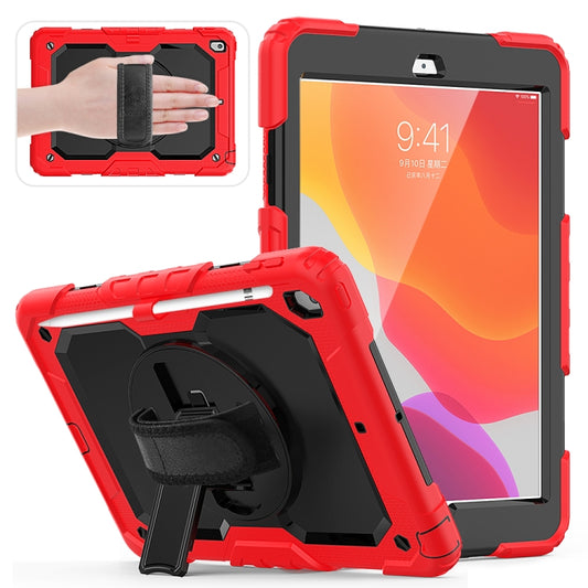 For iPad 10.2 Shockproof Colorful Silica Gel + PC Protective Case with Holder & Shoulder Strap & Hand Strap & Pen Slot(Red) - iPad 10.2 Cases by buy2fix | Online Shopping UK | buy2fix