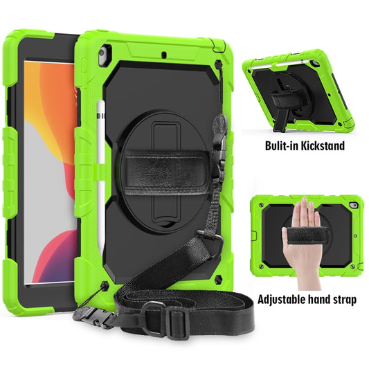 For iPad 10.2 Shockproof Colorful Silica Gel + PC Protective Case with Holder & Shoulder Strap & Hand Strap & Pen Slot(Green) - iPad 10.2 Cases by buy2fix | Online Shopping UK | buy2fix