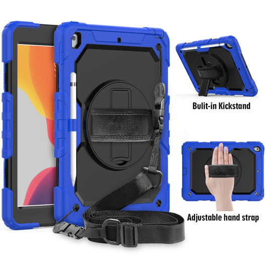 For iPad 10.2 Shockproof Colorful Silica Gel + PC Protective Case with Holder & Shoulder Strap & Hand Strap & Pen Slot(Blue) - iPad 10.2 Cases by buy2fix | Online Shopping UK | buy2fix