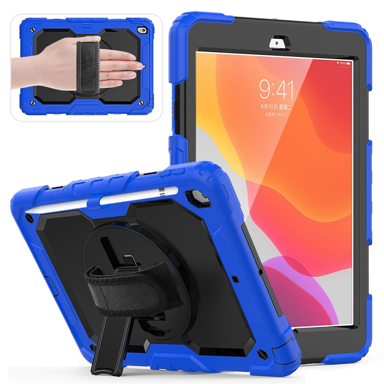 For iPad 10.2 Shockproof Colorful Silica Gel + PC Protective Case with Holder & Shoulder Strap & Hand Strap & Pen Slot(Blue) - iPad 10.2 Cases by buy2fix | Online Shopping UK | buy2fix