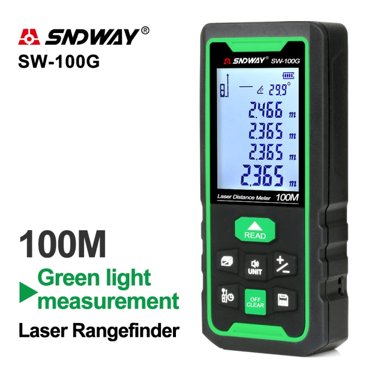 SNDWAY SW-100G Green lLght Digital Laser Tape Sensor Range Finder - Laser Rangefinder by SNDWAY | Online Shopping UK | buy2fix