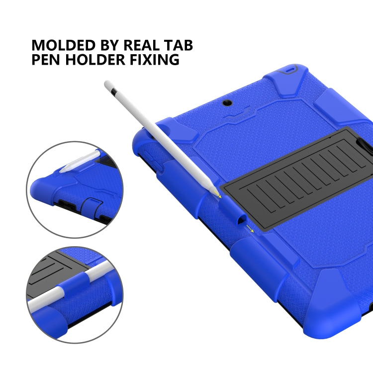 For iPad 10.2 Shockproof Two-Color Silicone Protection Case with Holder & Pen Slot(Blue+Black) - iPad 10.2 Cases by buy2fix | Online Shopping UK | buy2fix