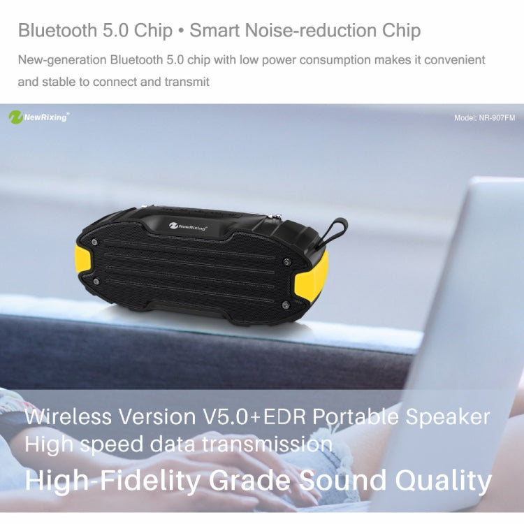 New Rixing NR907 Portable Stereo Surround Soundbar Bluetooth Speaker with Microphone, Support TF Card FM(Black) - Desktop Speaker by NewRixing | Online Shopping UK | buy2fix