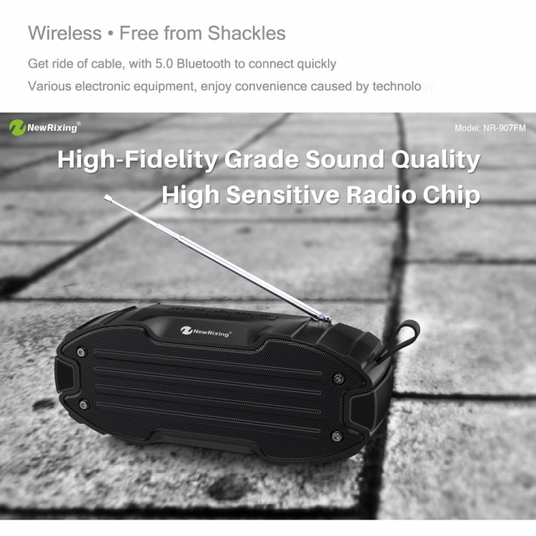 New Rixing NR907 Portable Stereo Surround Soundbar Bluetooth Speaker with Microphone, Support TF Card FM(Black) - Desktop Speaker by NewRixing | Online Shopping UK | buy2fix