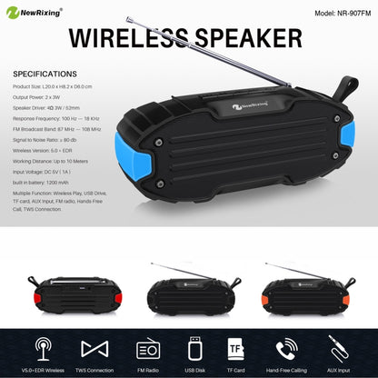 New Rixing NR907 Portable Stereo Surround Soundbar Bluetooth Speaker with Microphone, Support TF Card FM(Black) - Desktop Speaker by NewRixing | Online Shopping UK | buy2fix