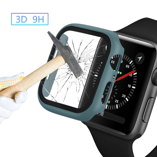 ENKAY Hat-prince Full Coverage PC Case + Tempered Glass Protector for Apple Watch Series 6 / 5 / 4 / SE 3 / SE 2 / SE 1 44mm(Green)