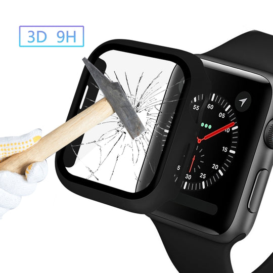 ENKAY Hat-prince Full Coverage PC Case + Tempered Glass Protector for Apple Watch Series 6 / 5 / 4 / SE 3 / SE 2 / SE 1 40mm(Black)