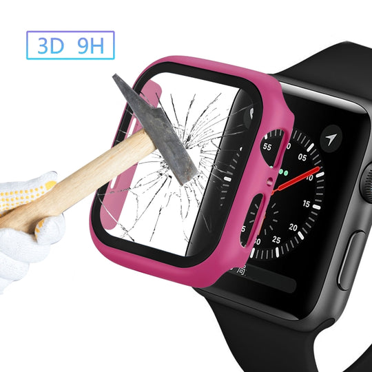 ENKAY Hat-prince Full Coverage PC Case + Tempered Glass Protector for Apple Watch Series 6 / 5 / 4 / SE 3 / SE 2 / SE 1 40mm(Rose)