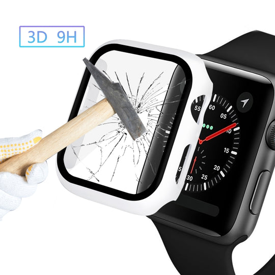 ENKAY Hat-prince Full Coverage PC Case + Tempered Glass Protector for Apple Watch Series 6 / 5 / 4 / SE 3 / SE 2 / SE 1 40mm(White)