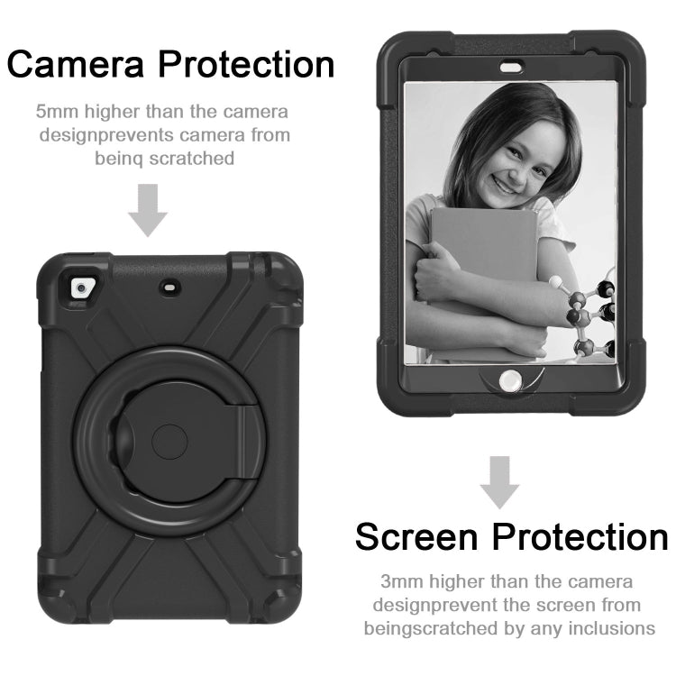 For iPad MINI1/2/3 EVA + PC Flat Protective Shell with 360 ° Rotating Bracket(Black+Black) - iPad Mini 4 & 3 & 2 & 1 Cases by buy2fix | Online Shopping UK | buy2fix