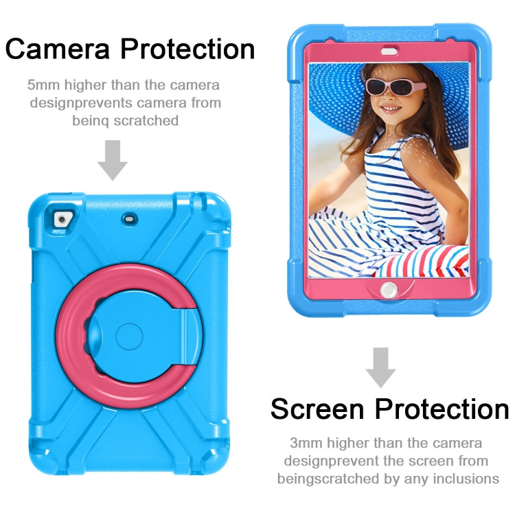 For iPad MINI1/2/3 EVA + PC Flat Protective Shell with 360 ° Rotating Bracket(Blue+Rose Red) - iPad Mini 4 & 3 & 2 & 1 Cases by buy2fix | Online Shopping UK | buy2fix