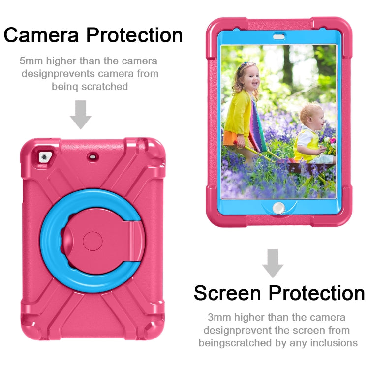 For iPad MINI1/2/3 EVA + PC Flat Protective Shell with 360 ° Rotating Bracket(Rose Red+Blue) - iPad Mini 4 & 3 & 2 & 1 Cases by buy2fix | Online Shopping UK | buy2fix