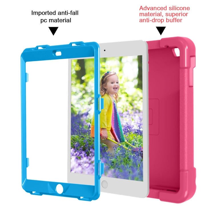 For iPad MINI1/2/3 EVA + PC Flat Protective Shell with 360 ° Rotating Bracket(Rose Red+Blue) - iPad Mini 4 & 3 & 2 & 1 Cases by buy2fix | Online Shopping UK | buy2fix