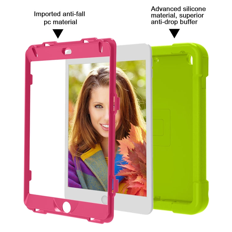 For iPad MINI 4/5 EVA + PC Flat Protective Shell with 360 ° Rotating Bracket(Grass Green+Rose Red) - iPad Mini 4 & 3 & 2 & 1 Cases by buy2fix | Online Shopping UK | buy2fix