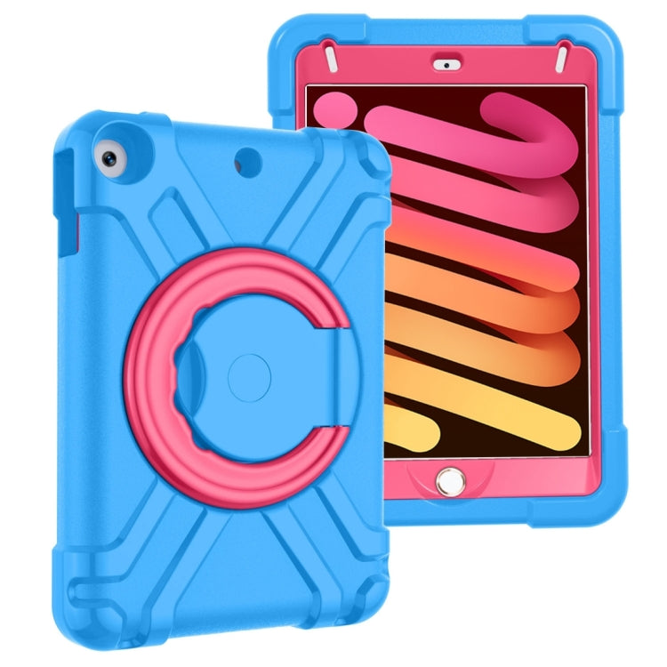 For iPad MINI 4/5 EVA + PC Flat Protective Shell with 360 ° Rotating Bracket(Blue+Rose Red) - iPad Mini 4 & 3 & 2 & 1 Cases by buy2fix | Online Shopping UK | buy2fix