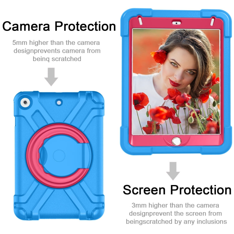For iPad MINI 4/5 EVA + PC Flat Protective Shell with 360 ° Rotating Bracket(Blue+Rose Red) - iPad Mini 4 & 3 & 2 & 1 Cases by buy2fix | Online Shopping UK | buy2fix