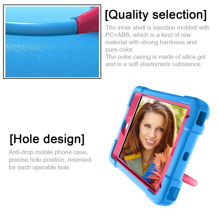 For iPad MINI 4/5 EVA + PC Flat Protective Shell with 360 ° Rotating Bracket(Blue+Rose Red) - iPad Mini 4 & 3 & 2 & 1 Cases by buy2fix | Online Shopping UK | buy2fix