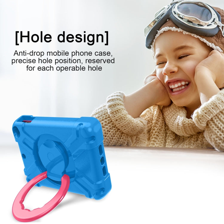 For iPad MINI 4/5 EVA + PC Flat Protective Shell with 360 ° Rotating Bracket(Blue+Rose Red) - iPad Mini 4 & 3 & 2 & 1 Cases by buy2fix | Online Shopping UK | buy2fix