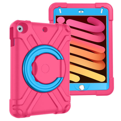For iPad MINI 4/5 EVA + PC Flat Protective Shell with 360 ° Rotating Bracket(Rose Red+Blue) - iPad Mini 4 & 3 & 2 & 1 Cases by buy2fix | Online Shopping UK | buy2fix