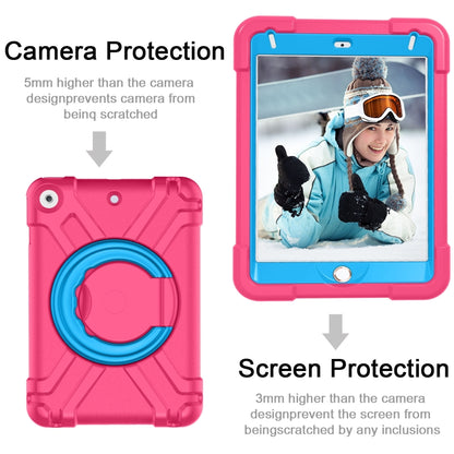 For iPad MINI 4/5 EVA + PC Flat Protective Shell with 360 ° Rotating Bracket(Rose Red+Blue) - iPad Mini 4 & 3 & 2 & 1 Cases by buy2fix | Online Shopping UK | buy2fix