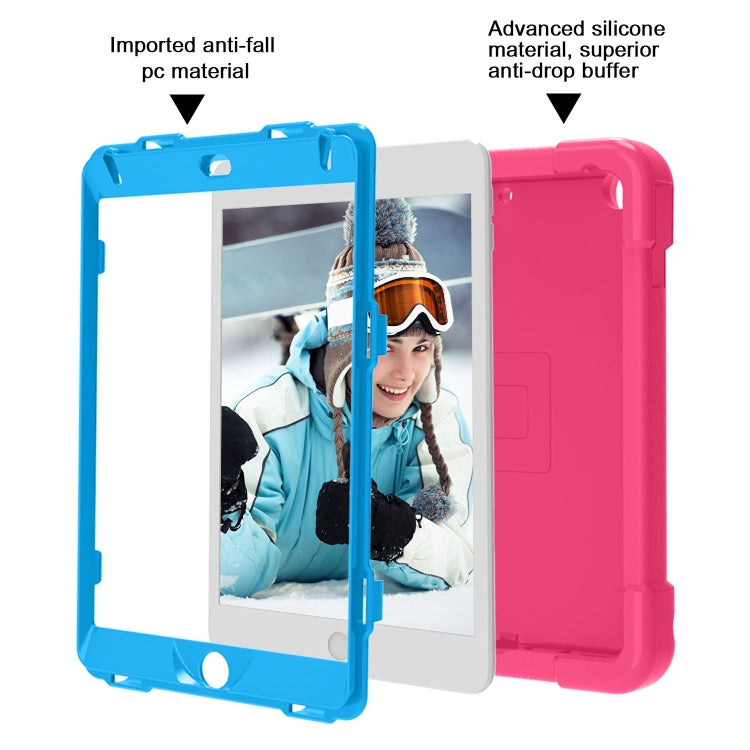 For iPad MINI 4/5 EVA + PC Flat Protective Shell with 360 ° Rotating Bracket(Rose Red+Blue) - iPad Mini 4 & 3 & 2 & 1 Cases by buy2fix | Online Shopping UK | buy2fix