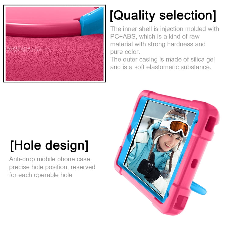 For iPad MINI 4/5 EVA + PC Flat Protective Shell with 360 ° Rotating Bracket(Rose Red+Blue) - iPad Mini 4 & 3 & 2 & 1 Cases by buy2fix | Online Shopping UK | buy2fix