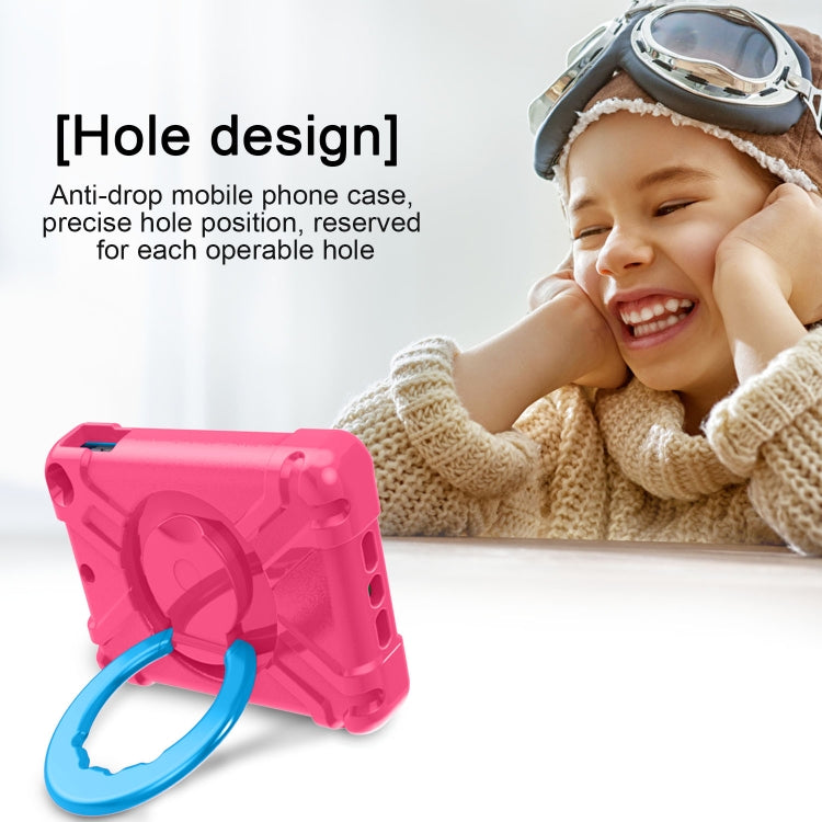 For iPad MINI 4/5 EVA + PC Flat Protective Shell with 360 ° Rotating Bracket(Rose Red+Blue) - iPad Mini 4 & 3 & 2 & 1 Cases by buy2fix | Online Shopping UK | buy2fix